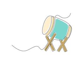 Single Line Drawing Bedug, Bedug is a large drum made of wood and cowhide, as a template for Eid greeting cards. vector
