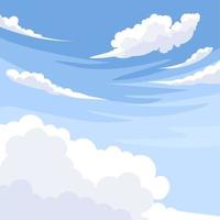 Vector illustration, blue sky with white clouds, as background or banner image, International Day of Clean Air for Blue Skies.