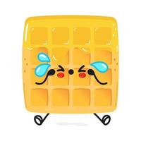 Cute sad waffles character. Vector hand drawn cartoon kawaii character illustration icon. Isolated on white background. Sad wafer character concept