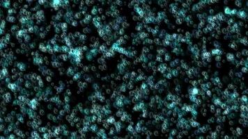 Abstract background with moving particles in black.Blue light loop animation. video