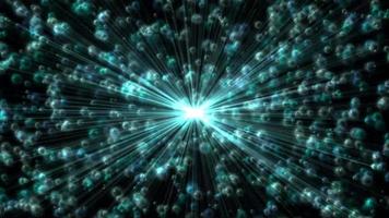 Abstract background with moving particles in black.Blue light loop animation. video