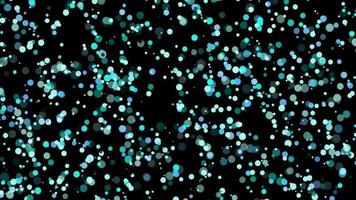 Abstract background with moving particles in black.Blue light loop animation.