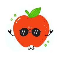 linda manzana roja feliz. diseño de icono de ilustración de personaje de dibujos animados de estilo de fideos dibujado a mano vectorial. tarjeta con linda manzana roja feliz