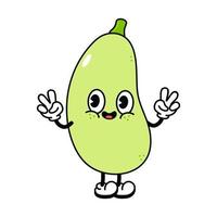 Cute funny vegetable marrow waving hand character. Vector hand drawn traditional cartoon vintage, retro, kawaii character illustration icon. Isolated on white background. Vegetable marrow character