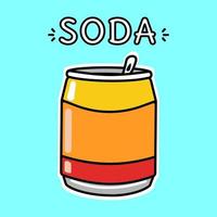 Funny soda. Vector hand drawn cartoon kawaii character illustration icon. Isolated on blue background. Soda cup