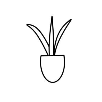 Plant Furniture Home Living Hand drawn organic line Doodle vector