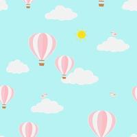 lindos pájaros y globos volando en la nube patrón sin costuras para moda, tela, textil, productos para niños y todo tipo de impresión vector