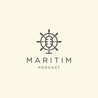 Ilustración de vector de plantilla de diseño de icono de logotipo de podcast marítimo