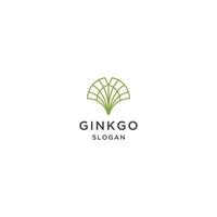 vector de plantilla de diseño de icono de logotipo de hoja de ginkgo