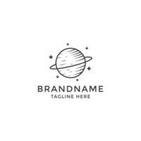 Space planet Logo Icon Design Template. Galaxy, Saturn, Line and Modern - Vector