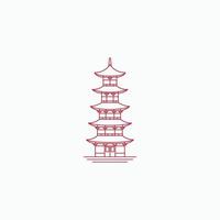 Line Art Pagoda Logo Icon Design Template - Vector