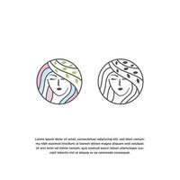 Natural beauty women face logo design template vector illustration