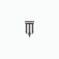 Letter M initial Logo Icon Design Template. Bold, Law, Arrow, Modern, Monogram flat Vector