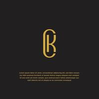 Letter CK or KC initial logo design template. Gold, luxury, elegant vector illustration