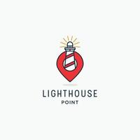 Lighthouse and pin map point logo design template vector illustration