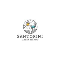 Santorini greek island logo icon design template premium vector