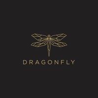 Minimalist Dragonfly Logo Design With Line Art Style. Elegant, Luxury and Modern - Vector