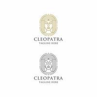 plantilla de diseño de icono de logotipo de arte de línea de cleopatra reina egipcia. lujo elegante, vector moderno