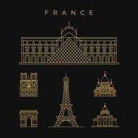 France landmark with line style set logo icon design template. Line, elegant, luxury, modern vector illustration