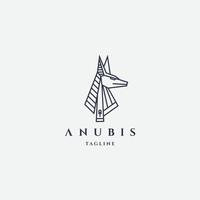 logotipo de anubis con plantilla de diseño de estilo de línea vector hipster retro vintage etiqueta ilustración