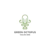 Octopus with leaf logo icon design template flat vector