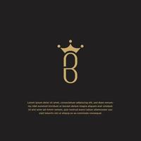 Letter B with crown logo design template. Elegant vector illustration