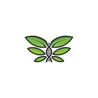 Green leaf and Dna helix logo design template vector illustration