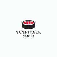 logo de comida sushi y plantilla de diseño de icono de chat vector