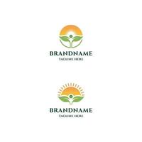 Farm logo icon design template. Seed, leave, sun, grow, modern vector