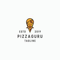 Ilustración de vector plano de plantilla de diseño de icono de logotipo de gurú de pizza