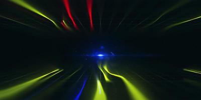 4k abstrakte Lichtgeschwindigkeit Lichtstreifen mehrfarbige leuchtende Neonstrahlen und Sterne in Bewegungslinien Hyperraumschleifenhintergrund video