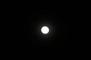 Full Moon at night. White round shape on black background. photo