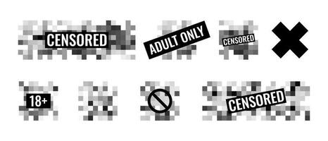 Censored pixel sign flat style design vector illustration set concept isolated on white background.