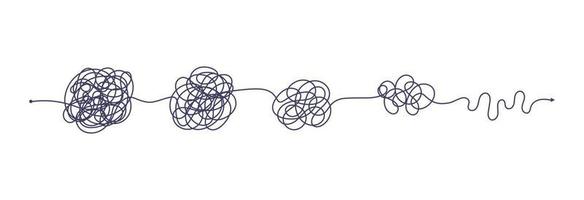 simplificación del caos, resolución de problemas y búsqueda de soluciones empresariales conjunto de ilustraciones vectoriales del concepto de desafío. vector