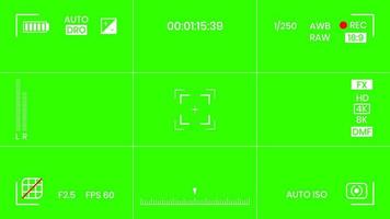 Green colored chroma key camera rec frame viewfinder overlay background screen flat style design vector illustration. Chroma key VFX screen camera overlay abstract background concept for video footage