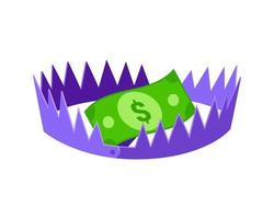 Money trap concept flat style design vector illustration isolated on white background.