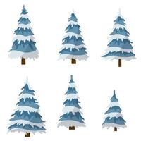 Set of winter tree. Cartoon flat illustration. Cold season. vector