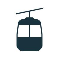 Cable Car for Mountain Ski Silhouette Icon. Gondola, Funicular, Cableway, Lift Glyph Pictogram. Cablecar Symbol. Ropeway Black Sign for Winter Tourism and Climbing. Isolated Vector Illustration.