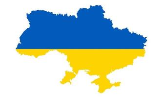 país de Ucrania en el icono de silueta de mapa azul y amarillo. forma de territorio estatal con pictograma de borde. país ucraniano en el continente europeo. libertad, concepto de patriotismo. ilustración vectorial aislada. vector