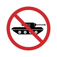 Señal de parada roja de la fuerza del vehículo panzer. símbolo de prohibición icono de silueta de tanque militar. símbolo del ejército del tanque de peligro. icono de arma de transporte de precaución. signo del ejército prohibido. ilustración vectorial aislada. vector