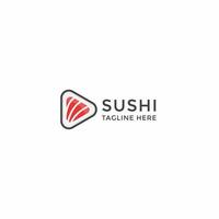 vector de plantilla de diseño de icono de logotipo de medios de botón de reproducción de sushi