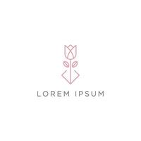 Flower logo design with minimalist rose concept. Feminine logo template in an elegant artistic style - Vector