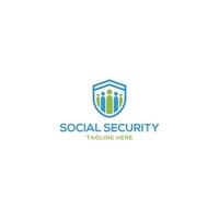 vector de plantilla de diseño de icono de logotipo de seguridad social de personas y escudo