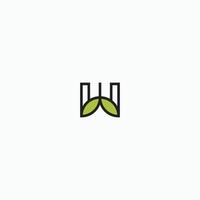 Letter W Leaf initial Logo Icon Design Template. Organic, Nature, Green flat Vector