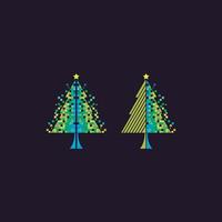 Pixel pine tree abstract logo icon design template vector