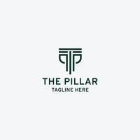 Letter TP Pillar logo initial design template premium vector