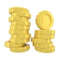 Stack of golden coins on white background with earning profit concept. Gold coins or currency of business. 3D rendering. photo