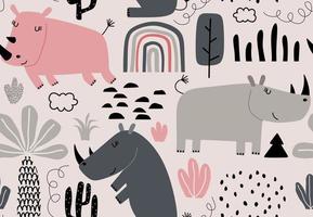Cartoon cute animals. seamless pattern vector