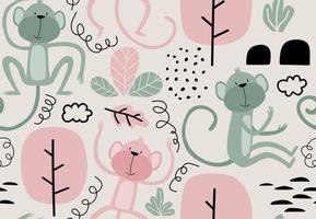 Vector seamless pattern with monkey.