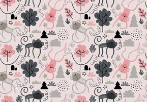 Vector seamless pattern with monkey.